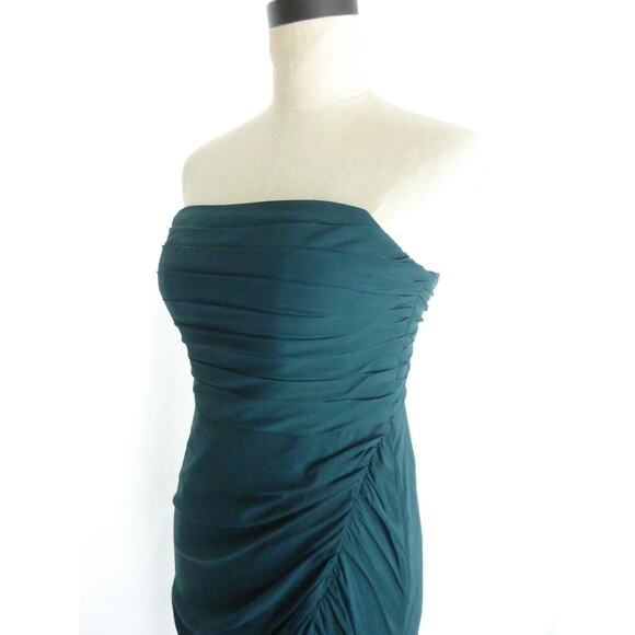NWT Azazie Pine Sheath Square Neckline Pleated Stretch Chiffon Convertible Dress - Picture 4 of 8